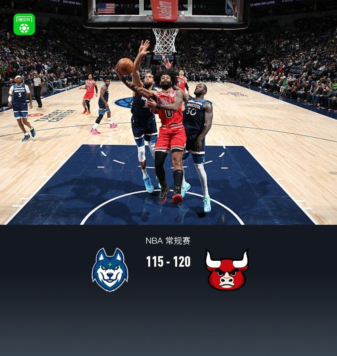 B体育-公牛120-115险胜森林狼,科比-怀特22分,爱德华兹25中9得20分